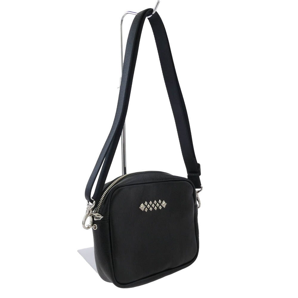 CALEE キャリー CL-25SS015LE STUDS LEATHER SHOULDER BAG BOX TYPE スタッズ レザー ショルダー バッグ ブラック系【中古】