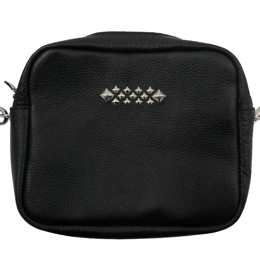 CALEE キャリー CL-25SS015LE STUDS LEATHER SHOULDER BAG BOX TYPE スタッズ レザー ショルダー バッグ ブラック系【中古】