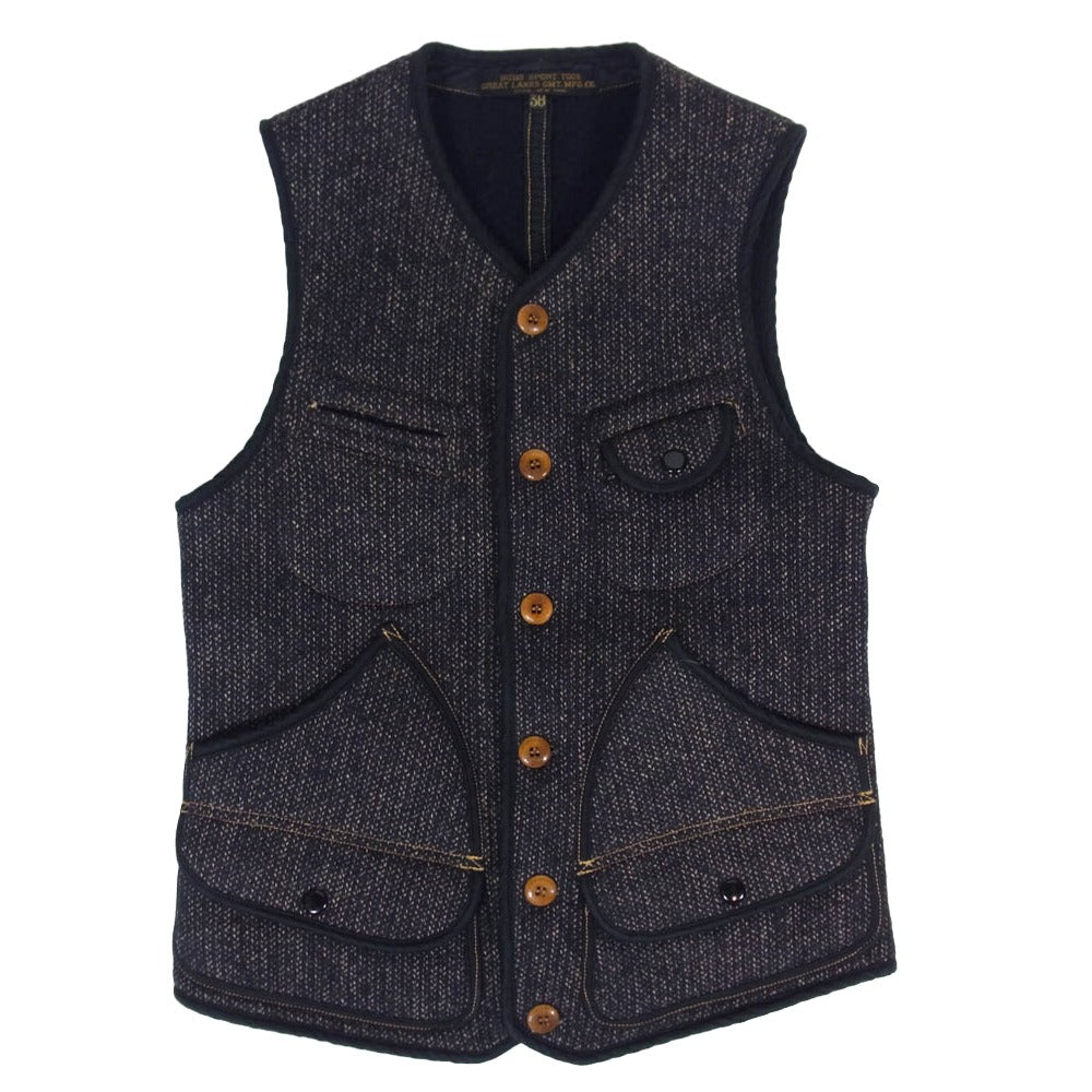 FREEWHEELERS フリーホイーラーズ BRIDGE PORT VEST ブリッジポート ビーチクロス ベスト ブラック系 38【中古】