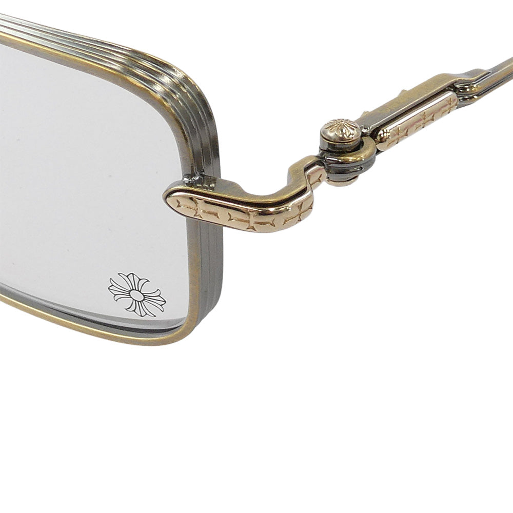 CHROME HEARTS クロムハーツ（原本無） ASSSOLUTLY スクエア メガネ 眼鏡 アイウェア クリア系 フレーム：ゴールド系　レンズ：クリア系 48□21-142【中古】