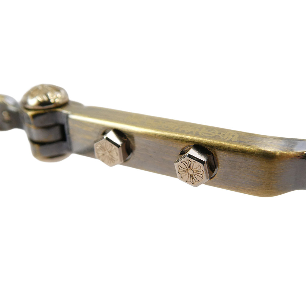 CHROME HEARTS クロムハーツ（原本無） ASSSOLUTLY スクエア メガネ 眼鏡 アイウェア クリア系 フレーム：ゴールド系　レンズ：クリア系 48□21-142【中古】