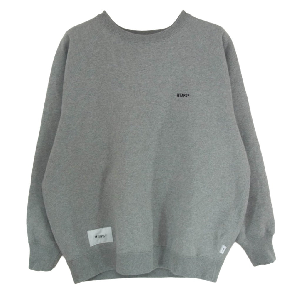 WTAPS ダブルタップス 25AW 252ATDT-CSM05 SWEATER COTTON ロゴ刺繡 クルーネック スウェット トレーナー グレー系 X01【中古】