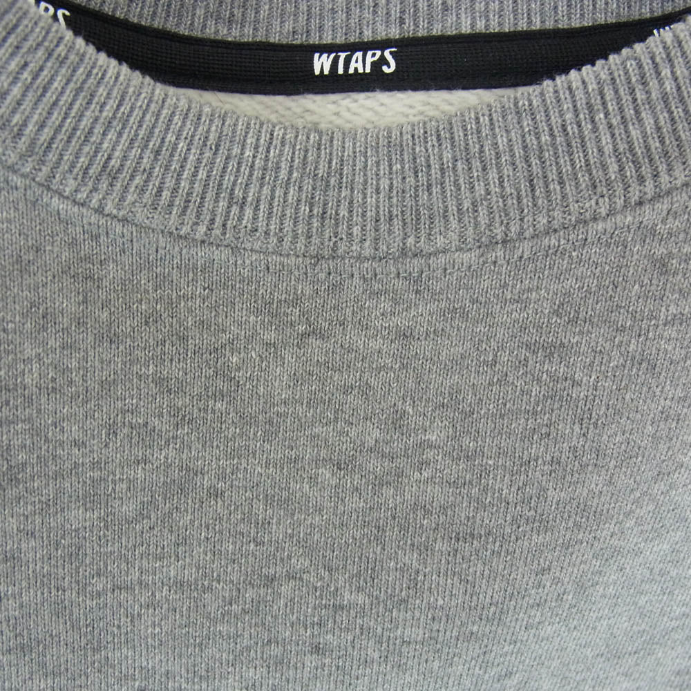 WTAPS ダブルタップス 25AW 252ATDT-CSM05 SWEATER COTTON ロゴ刺繡 クルーネック スウェット トレーナー グレー系 X01【中古】