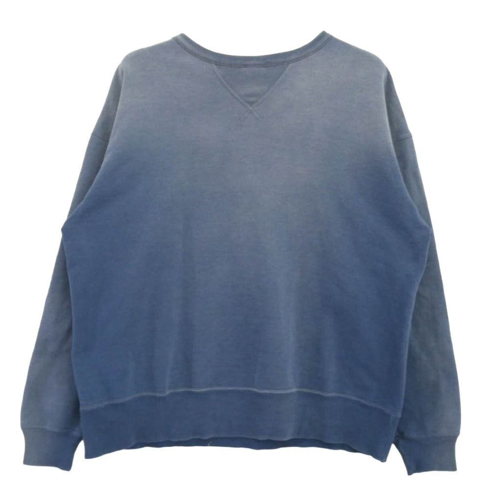 SAINT MICHAEL セントマイケル 25SS SM-HR8-0000-046 CRW-N SWEAT SAINT ヴィンテージ加工 アップリケロゴ スウェットシャツ トレーナー ブルー系 L【中古】