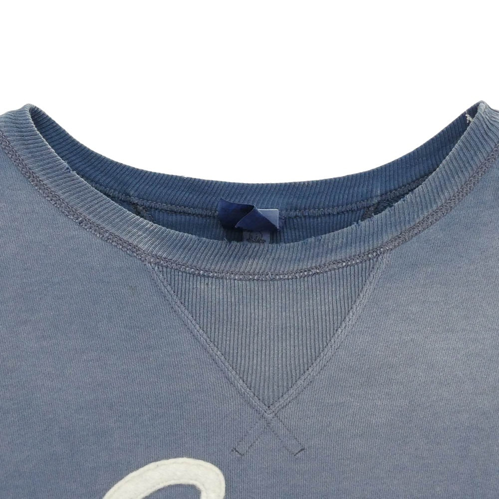 SAINT MICHAEL セントマイケル 25SS SM-HR8-0000-046 CRW-N SWEAT SAINT ヴィンテージ加工 アップリケロゴ スウェットシャツ トレーナー ブルー系 L【中古】