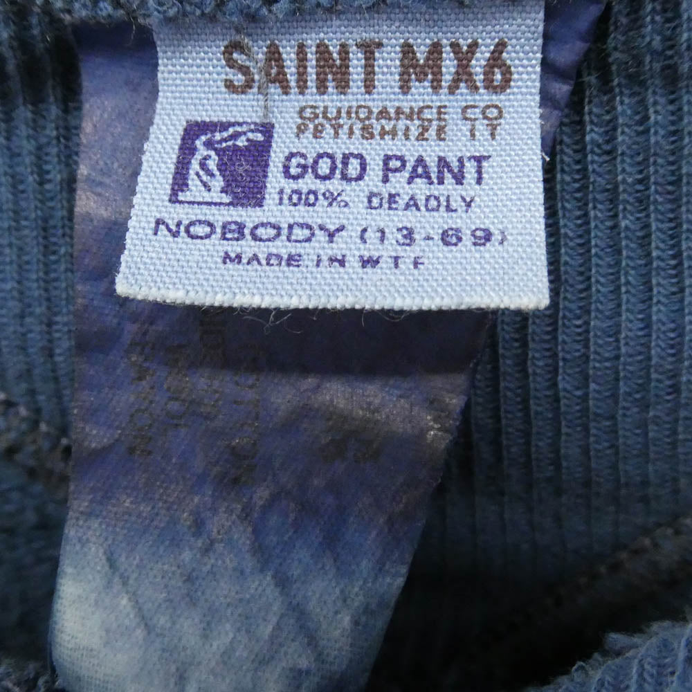 SAINT MICHAEL セントマイケル 25SS SM-HR8-0000-046 CRW-N SWEAT SAINT ヴィンテージ加工 アップリケロゴ スウェットシャツ トレーナー ブルー系 L【中古】