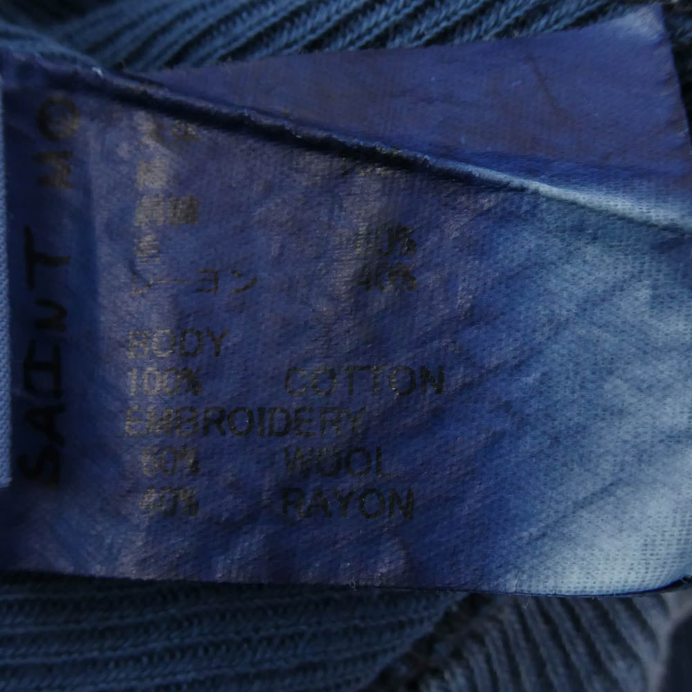 SAINT MICHAEL セントマイケル 25SS SM-HR8-0000-046 CRW-N SWEAT SAINT ヴィンテージ加工 アップリケロゴ スウェットシャツ トレーナー ブルー系 L【中古】