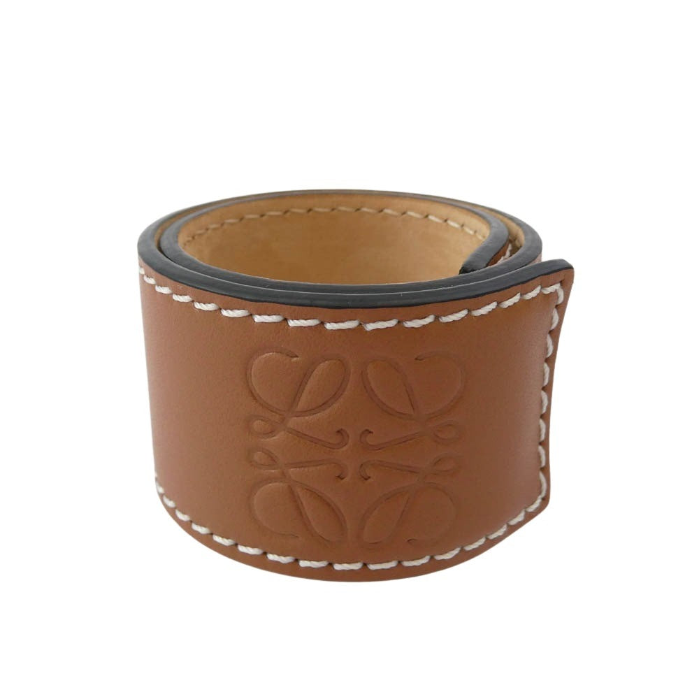 LOEWE ロエベ アナグラム ロゴ スモール スラップ レザー ブレスレット ブラウン系【中古】