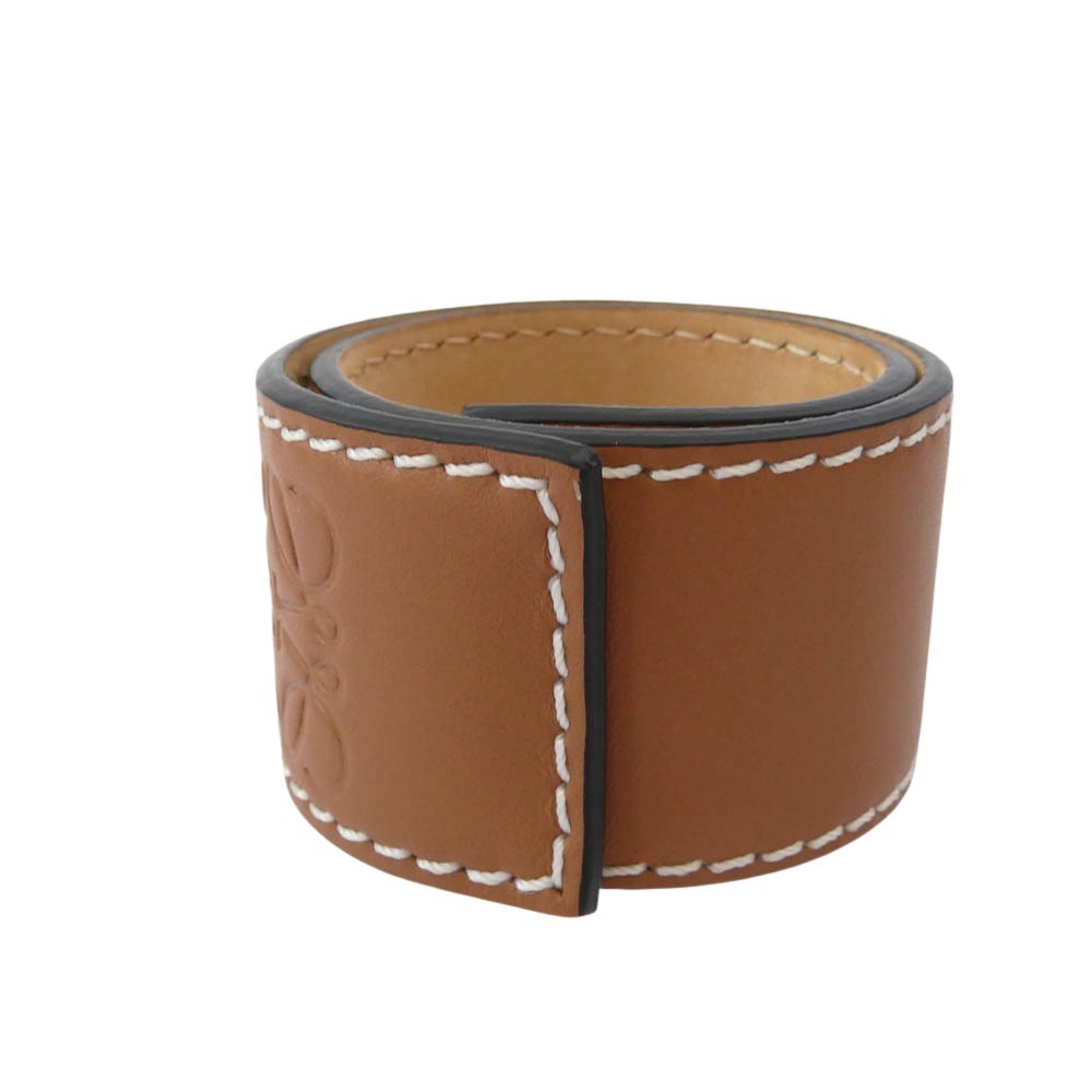 LOEWE ロエベ アナグラム ロゴ スモール スラップ レザー ブレスレット ブラウン系【中古】