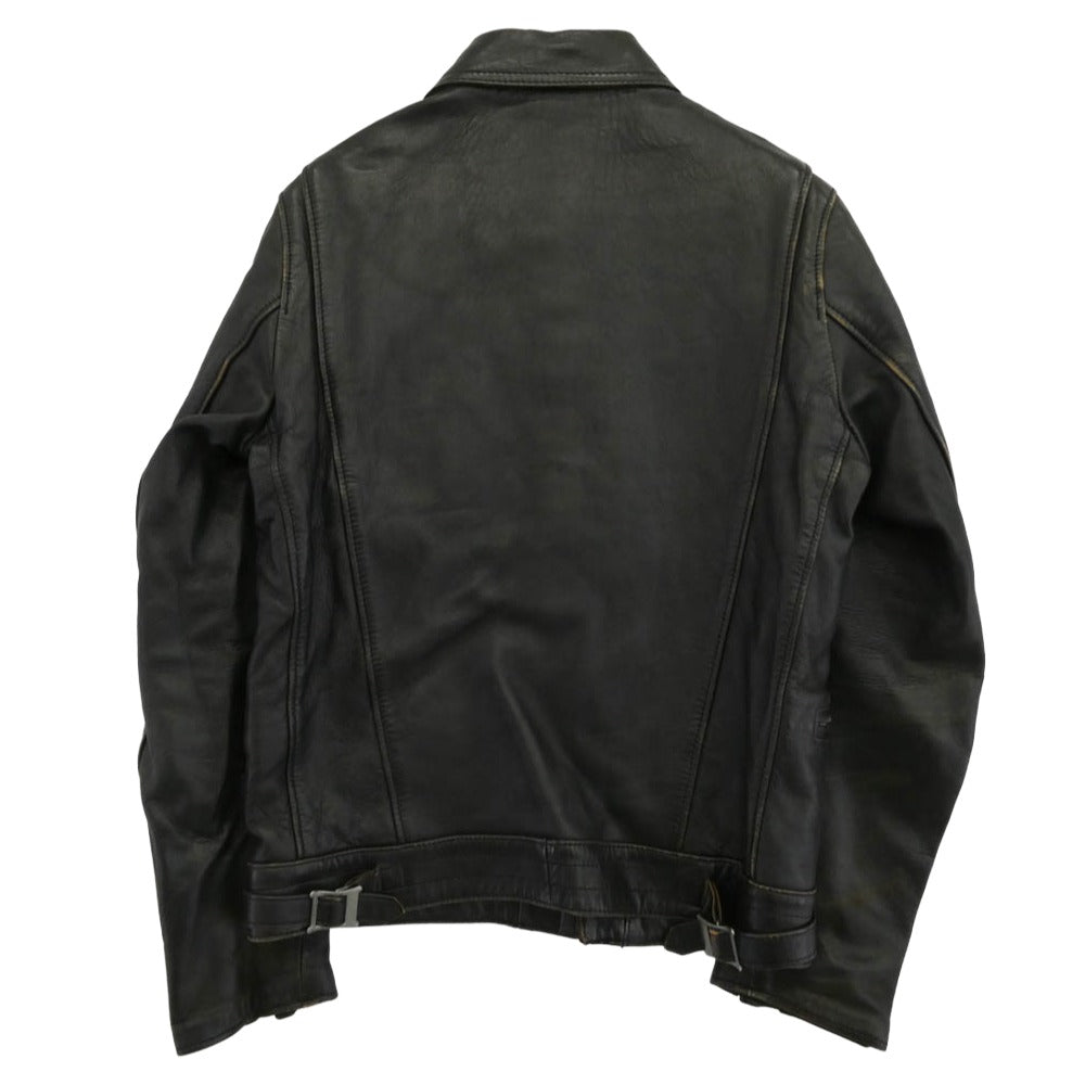 ADDICT CLOTHES アディクトクローズ AD-03 シープスキン レザー ダブル ライダース ジャケット ブラック系 34【中古】