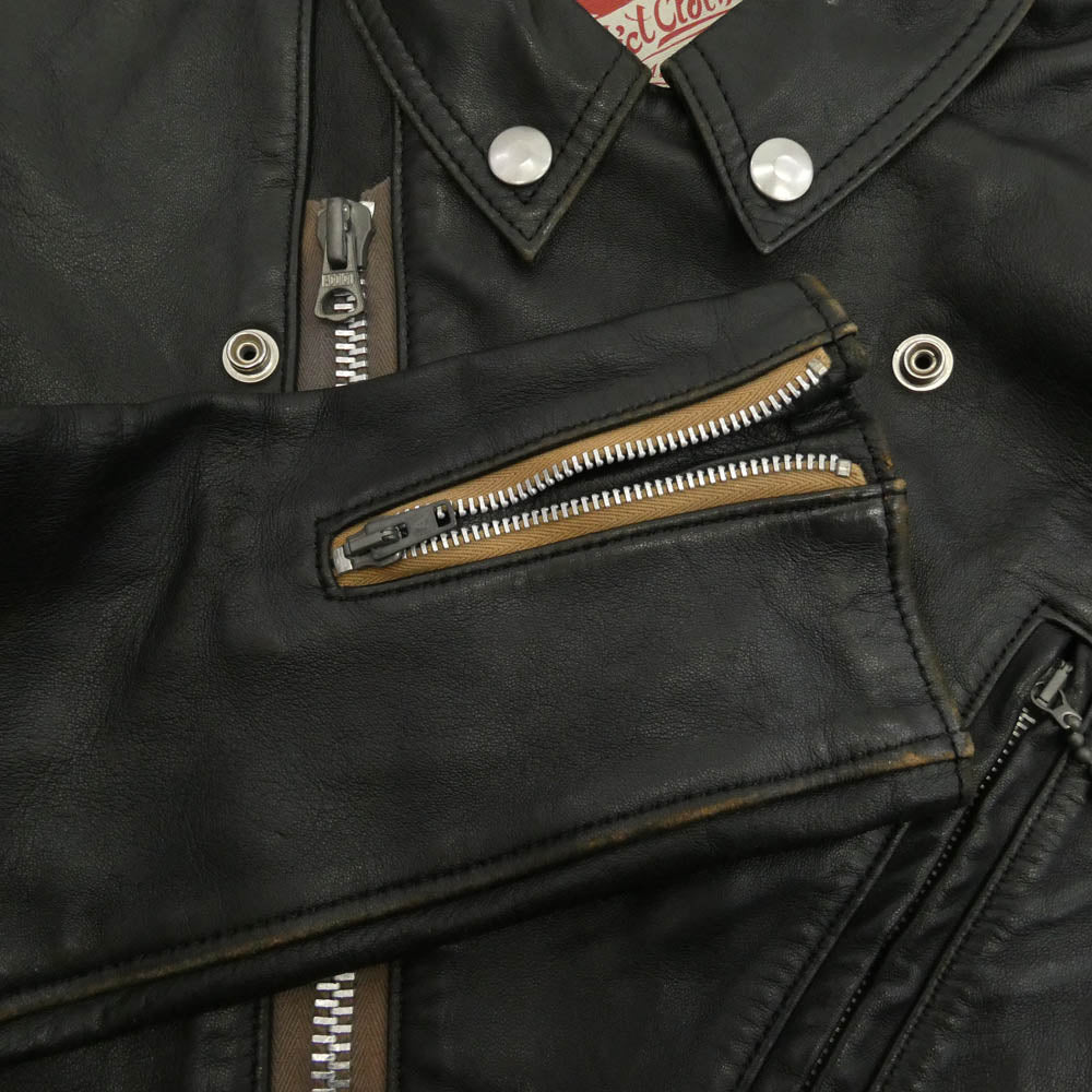ADDICT CLOTHES アディクトクローズ AD-03 シープスキン レザー ダブル ライダース ジャケット ブラック系 34【中古】