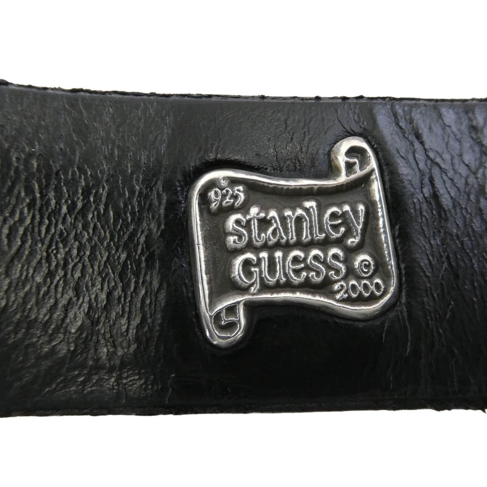 STANLEY GUESS スタンリーゲス ギャランティカード付属 フィリグリーバックル レザー ベルト 30インチ ブラック系 シルバー系 30【中古】