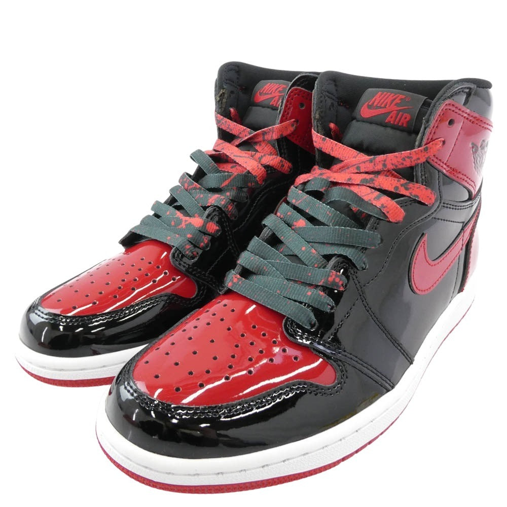 NIKE AIR JORDAN ナイキ ジョーダン 555088-063 Air Jordan 1 High OG Patent Bred エア ジョーダン 1 ハイ パテント ブレッド スニーカー ブラック系 レッド系 26.5cm【極上美品】【中古】
