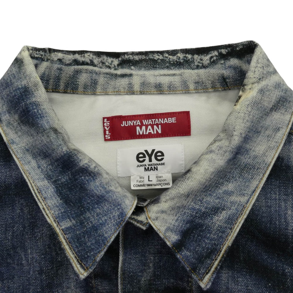 JUNYA WATANABE COMME des GARCONS MAN ジュンヤワタナベコムデギャルソンマン WO-J911-100 eYe アイ BerBerJin Levi's ベルベルジン リーバイス 転写プリント トロンプルイユ デニム ジャケット インディゴブルー系 L【新古品】【未使用】【中古】