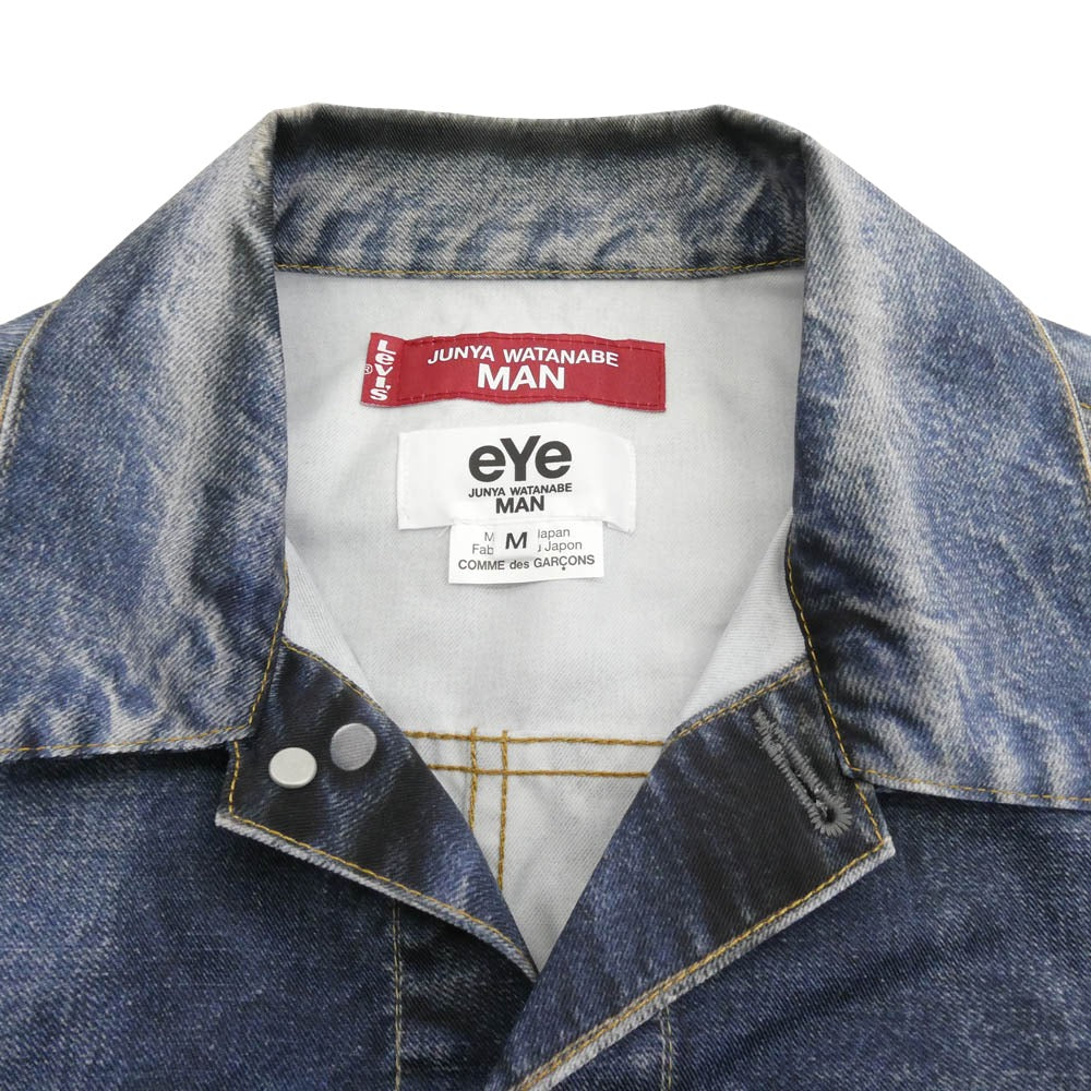 JUNYA WATANABE COMME des GARCONS MAN ジュンヤワタナベコムデギャルソンマン WO-J910-100 eYe アイ BerBerJin Levi's ベルベルジン リーバイス 転写プリント トロンプルイユ 507XX 2nd Gジャン デニム ジャケット インディゴブルー系 M【新古品】【未使用】【中古】
