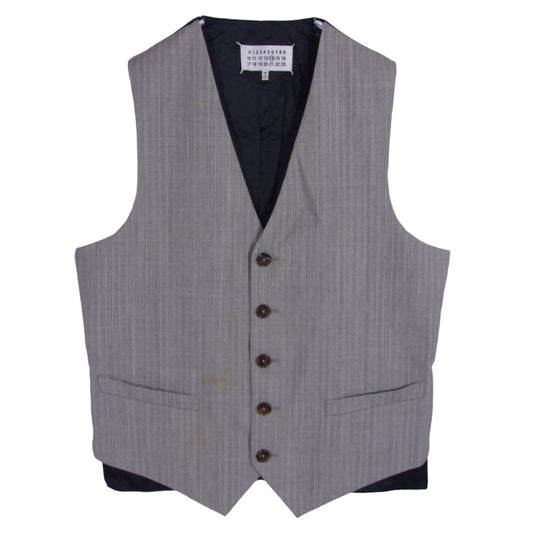 MAISON MARTIN MARGIELA メゾンマルタンマルジェラ 15SS S30FB0068 14ライン 四つタグ ストライプ ジレ ベスト ブラック系【中古】