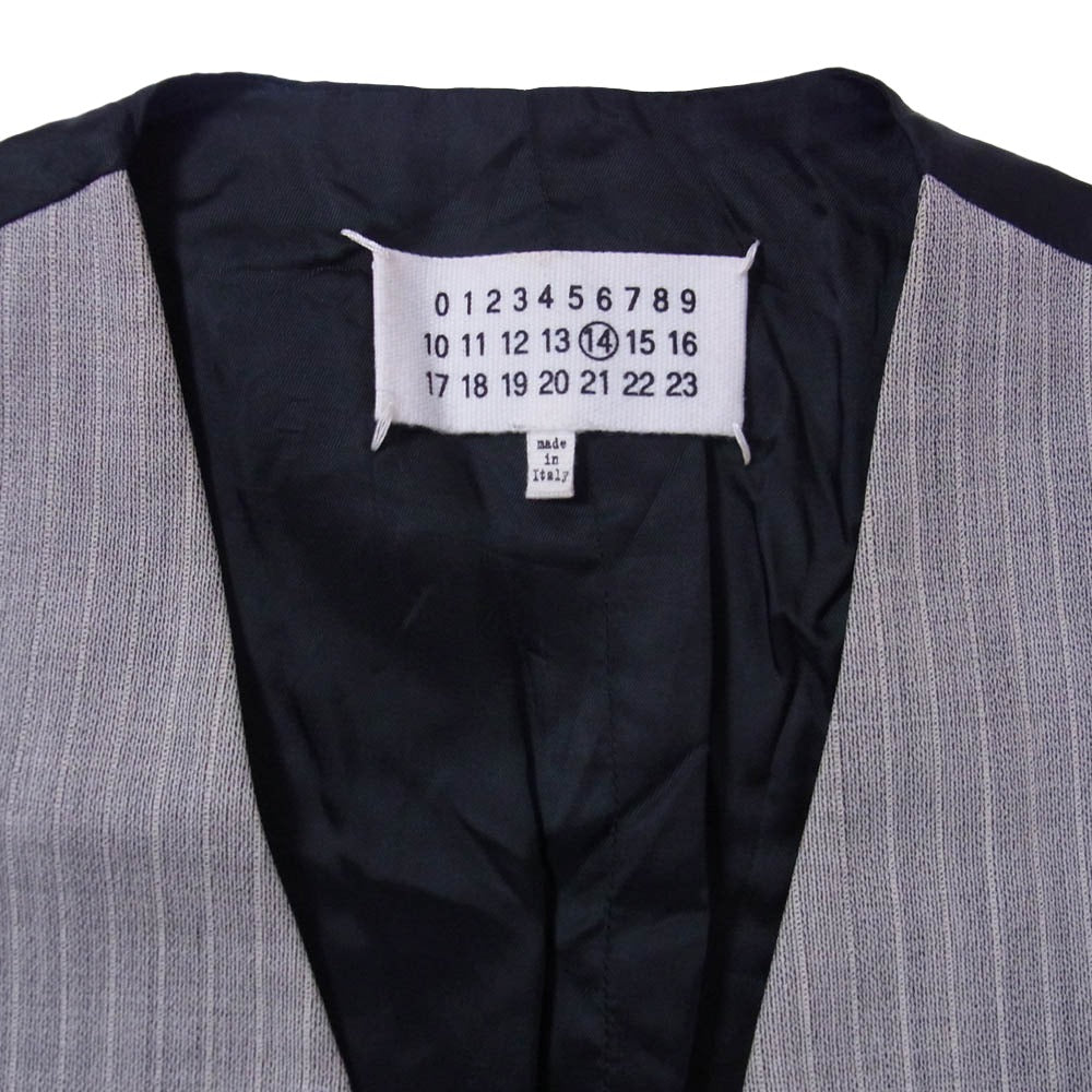 MAISON MARTIN MARGIELA メゾンマルタンマルジェラ 15SS S30FB0068 14ライン 四つタグ ストライプ ジレ ベスト ブラック系【中古】