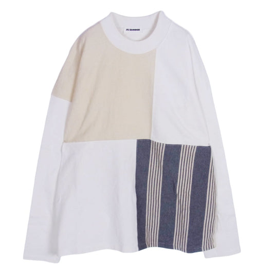 JIL SANDER ジルサンダー 19AW JSMP707046 パッチワーク 長袖 ロングスリーブ カットソー Tシャツ オフホワイト系 M【中古】