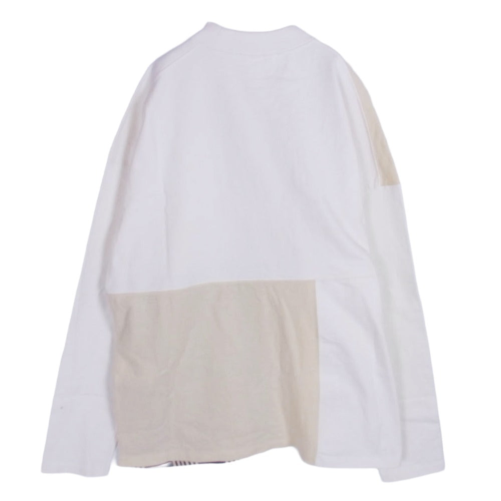 JIL SANDER ジルサンダー 19AW JSMP707046 パッチワーク 長袖 ロングスリーブ カットソー Tシャツ オフホワイト系 M【中古】