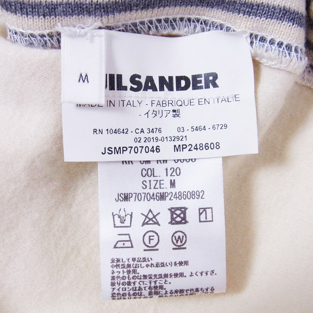 JIL SANDER ジルサンダー 19AW JSMP707046 パッチワーク 長袖 ロングスリーブ カットソー Tシャツ オフホワイト系 M【中古】