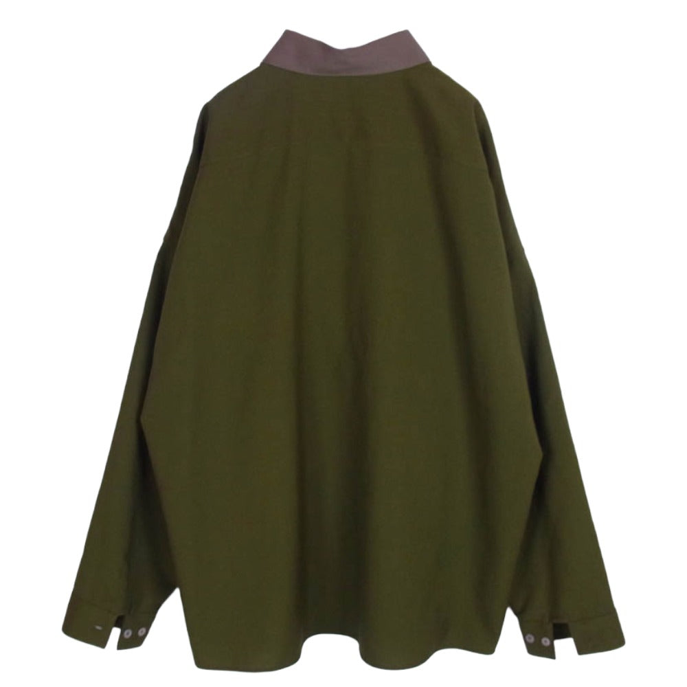 MARNI マルニ 22SS CUMU0061QU トロピカル ウール バイカラー 長袖 シャツ カーキ系 46【中古】