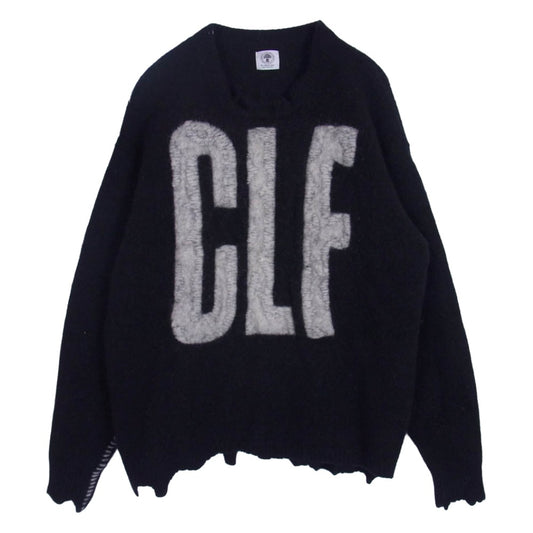 SAINT MICHAEL セントマイケル 22AW SM-A22-0000-033 CLF KNIT ウール ダメージ ニット セーター ブラック系 L【中古】