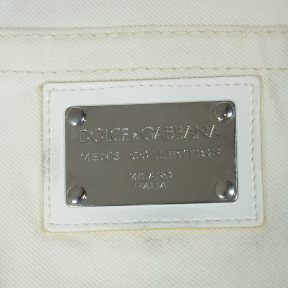 DOLCE&GABBANA ドルチェアンドガッバーナ G3TCTT G8B69 ロゴ プレート 14 デニム パンツ ホワイト系 46【中古】