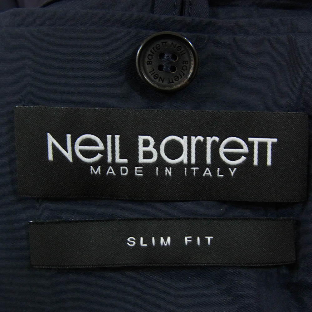 NEIL BARRETT ニールバレット PBGI98F-A019 MATT NYLON STRETCH JACKET マット ナイロン ストレッチ リブ 2B テーラードジャケット ネイビー系 46【中古】