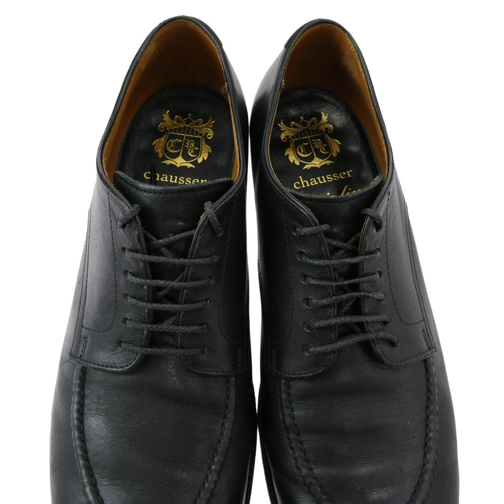 ショセ chausser ショセ U-MOCA LACE UP SHOES ユーモカ レースアップ レザー ビジネス シューズ ブラック系 25.5cm【中古】