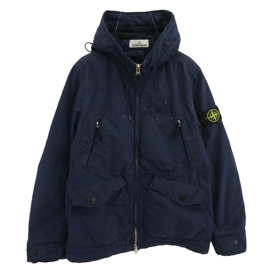 STONE ISLAND ストーンアイランド 731540931 DAVID LIGHT TC WITH MICROPILE デヴィッド ライト ティーシー ウィズ 袖ロゴワッペン マイクロパイル 中綿 ジャケット ネイビー系 S【中古】