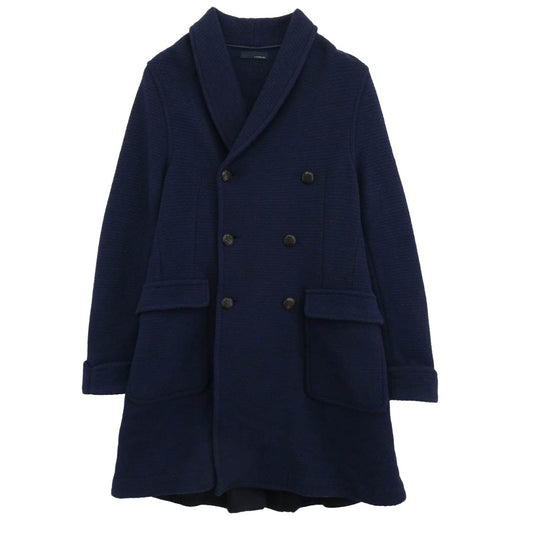 LARDINI ラルディーニ IA45042 ショールカラー バックベルト ダブルブレスト チェスターコート ネイビー系 M【中古】