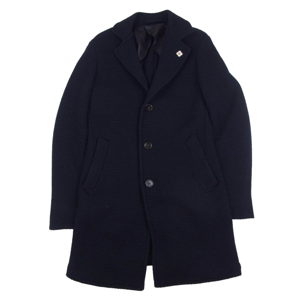 LARDINI ラルディーニ CA104 ブートニエール付き ウール チェスターコート ネイビー系 48【中古】