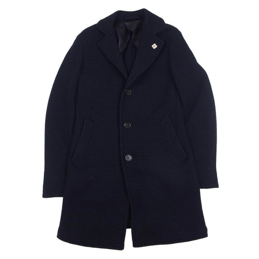 LARDINI ラルディーニ CA104 ブートニエール付き ウール チェスターコート ネイビー系 48【中古】