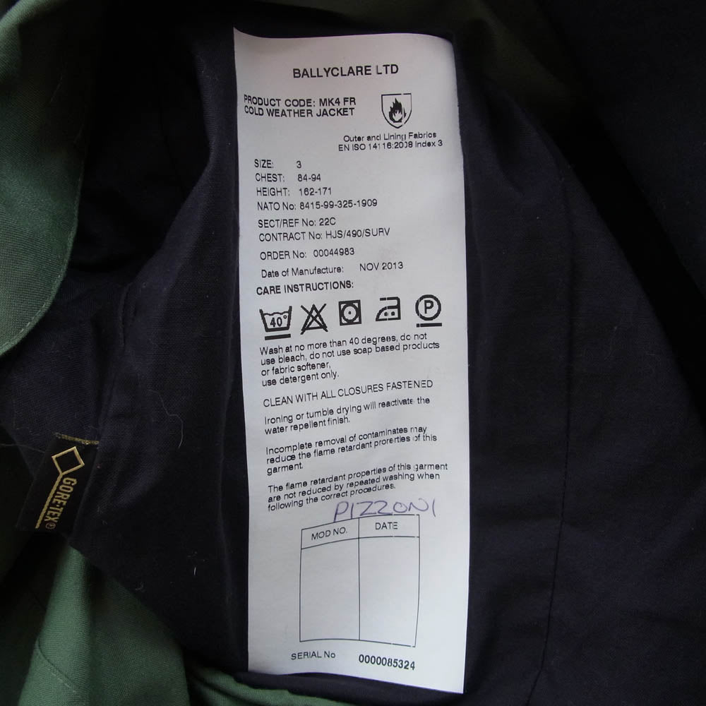 イギリス軍 8415-99-325-1909 MK4 FR COLD WEATHER JACKET GORE-TEX ゴアテックス ミリタリージャケット カーキ系 3【中古】