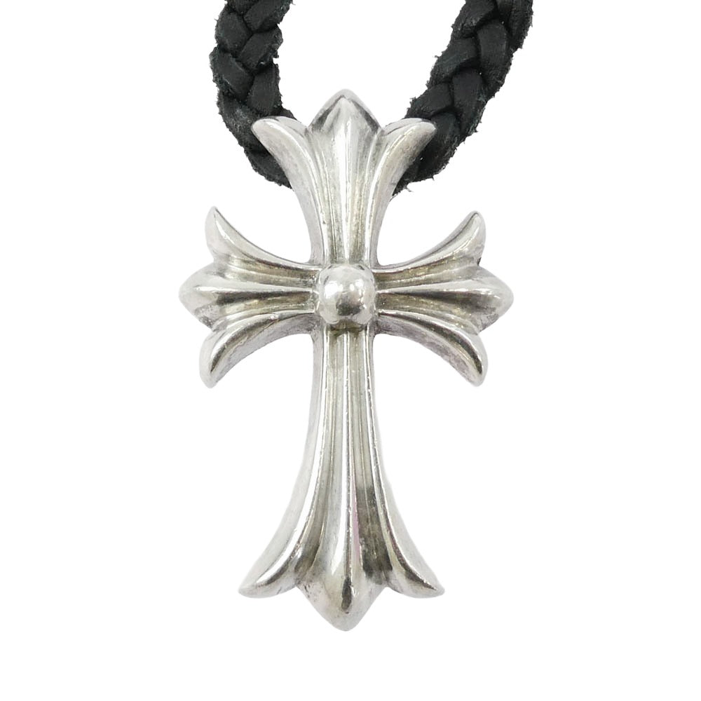 CHROME HEARTS クロムハーツ（原本無） CRS SML BC スモールCHクロス ボロチップ レザーブレード ネックレス ブラック系 シルバー系【中古】