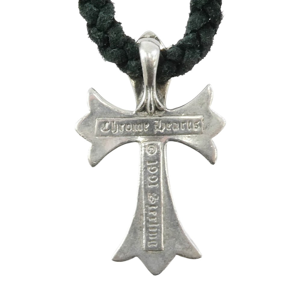 CHROME HEARTS クロムハーツ（原本無） CRS SML BC スモールCHクロス ボロチップ レザーブレード ネックレス ブラック系 シルバー系【中古】