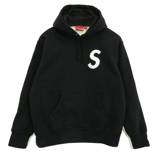 Supreme シュプリーム 21AW S Logo Split Hooded Sweatshirt ロゴ フーデッド スウェットシャツ パーカー フーディー ブラック系 オフホワイト系 M【中古】