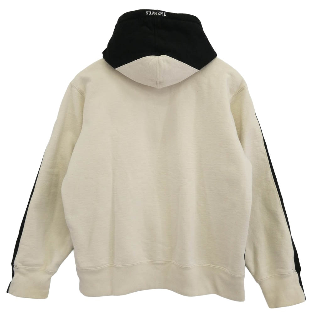 Supreme シュプリーム 21AW S Logo Split Hooded Sweatshirt ロゴ フーデッド スウェットシャツ パーカー フーディー ブラック系 オフホワイト系 M【中古】