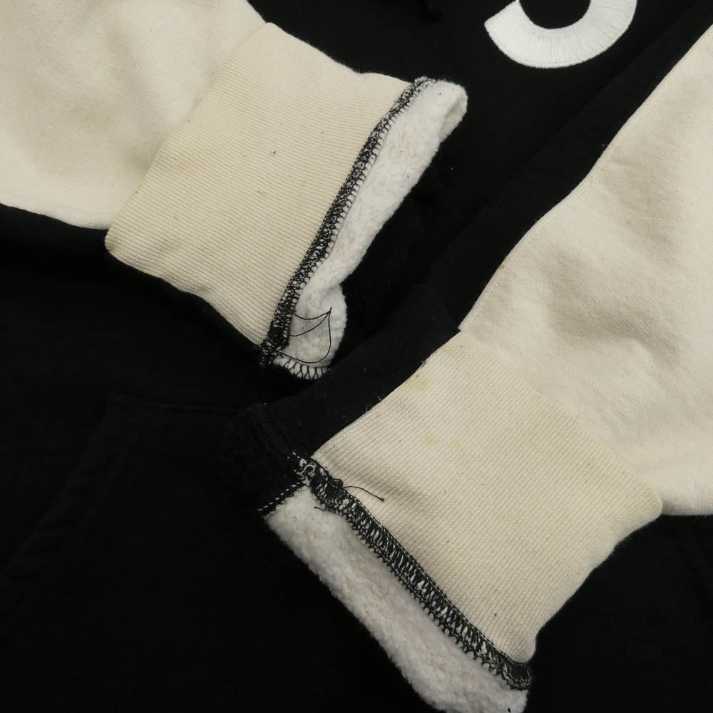 Supreme シュプリーム 21AW S Logo Split Hooded Sweatshirt ロゴ フーデッド スウェットシャツ パーカー フーディー ブラック系 オフホワイト系 M【中古】
