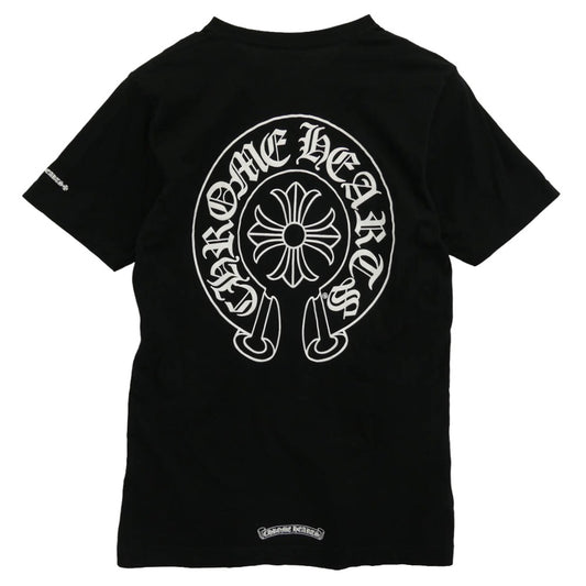 CHROME HEARTS クロムハーツ（原本無） Horseshoe Tee ホースシュー ロゴ クルーネック 半袖 Tシャツ カットソー ブラック系 M【中古】