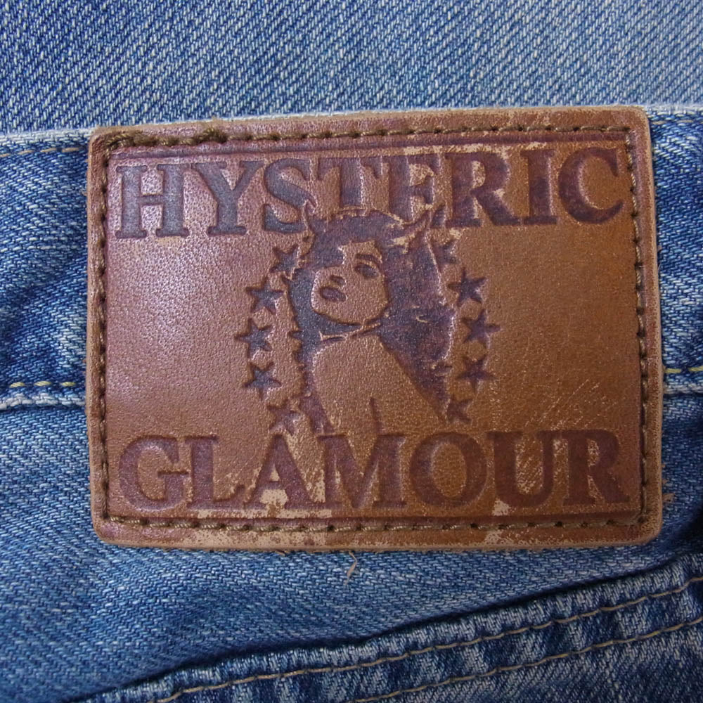 HYSTERIC GLAMOUR ヒステリックグラマー スタッズ ペイント ダメージ加工 デニム パンツ ショーツ ライトブルー系 34【中古】