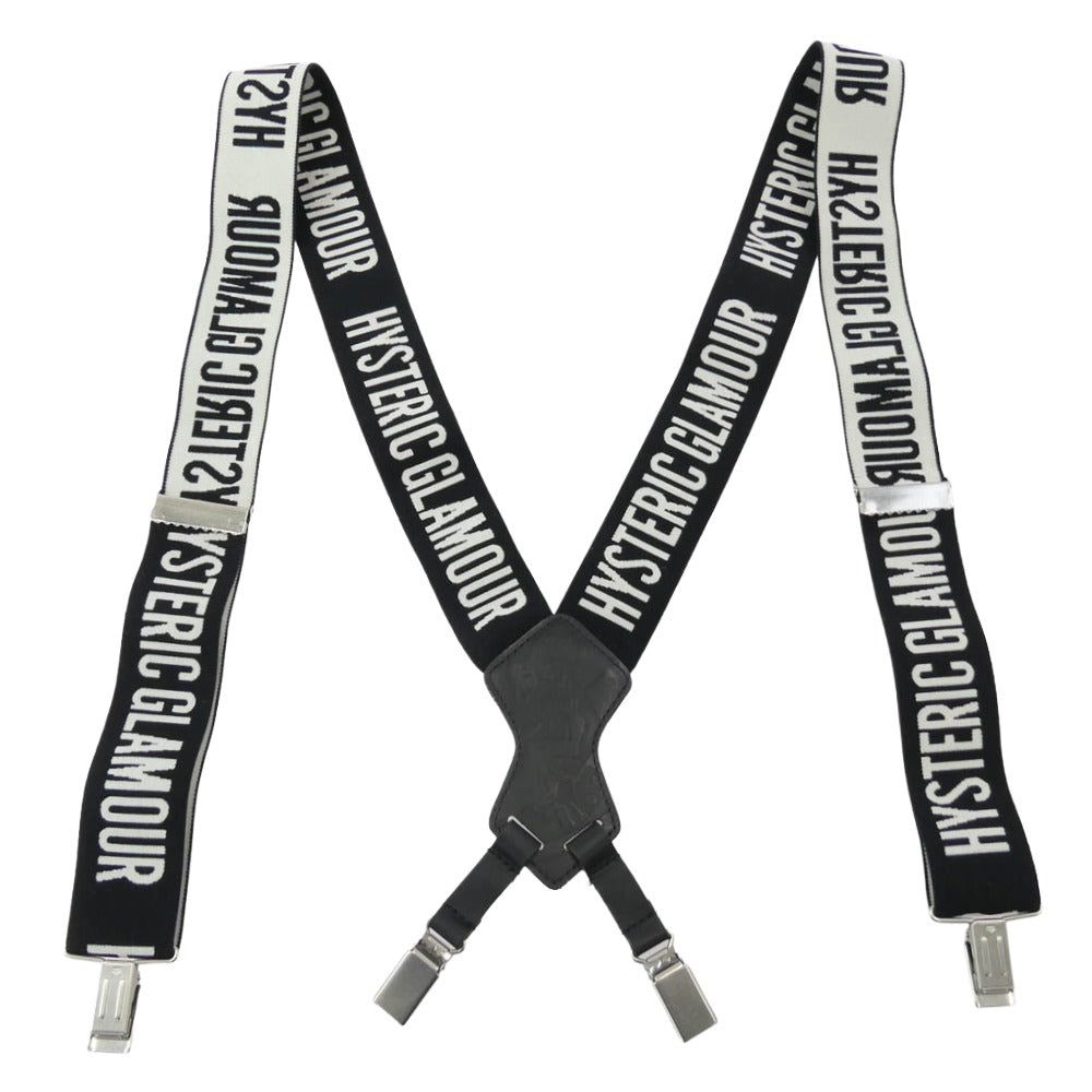 HYSTERIC GLAMOUR ヒステリックグラマー ロゴ サスペンダー ブラック系 ホワイト系【中古】