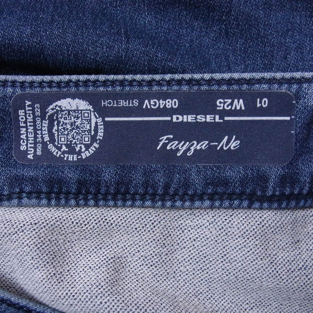 DIESEL ディーゼル FAYZA-NE ダメージ加工 リペア加工 ファイザー ストレッチ デニムパンツ ジーンズ インディゴ ブルー系 25【中古】
