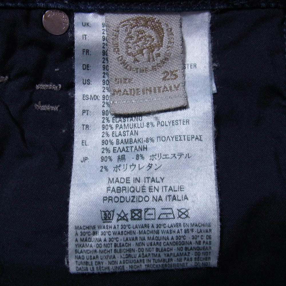 DIESEL ディーゼル FAYZA-NE ダメージ加工 リペア加工 ファイザー ストレッチ デニムパンツ ジーンズ インディゴ ブルー系 25【中古】