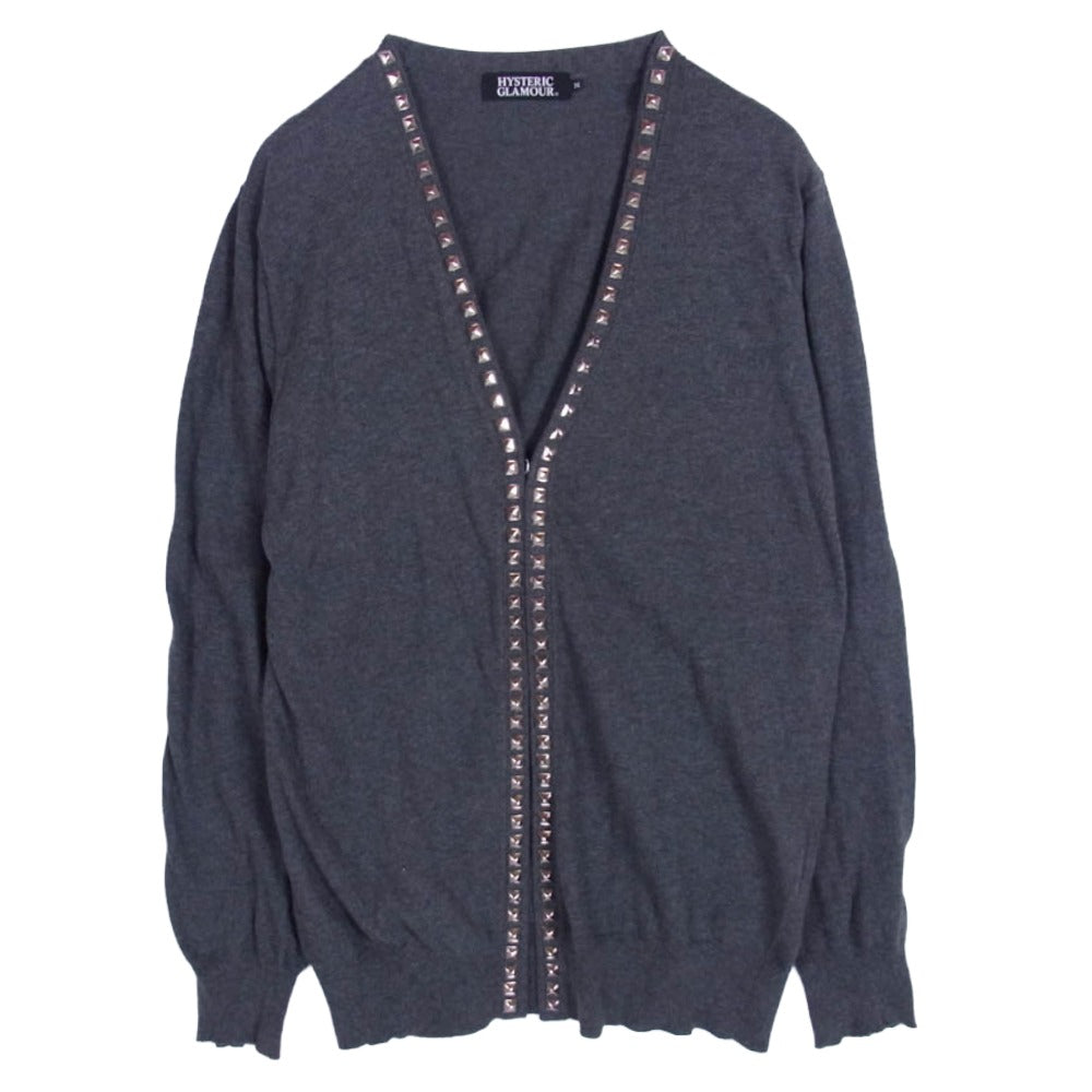 HYSTERIC GLAMOUR ヒステリックグラマー 0221ND03 ウール スタッズ カーディガン グレー系 M【中古】