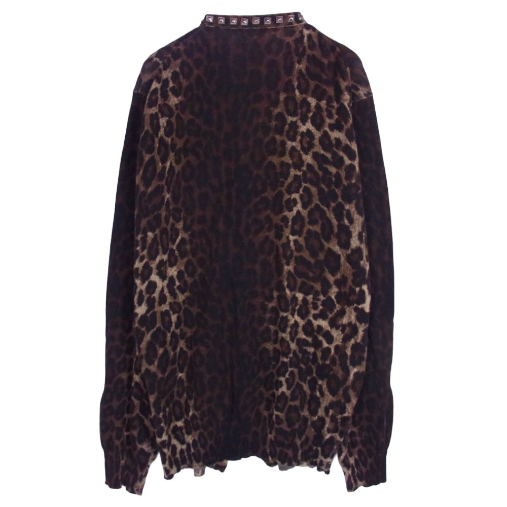 HYSTERIC GLAMOUR ヒステリックグラマー 0223ND12 レオパード スタッズ カーディガン ブラウン系 M【中古】