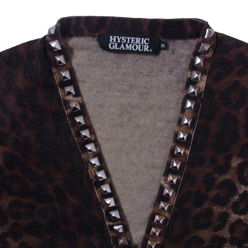 HYSTERIC GLAMOUR ヒステリックグラマー 0223ND12 レオパード スタッズ カーディガン ブラウン系 M【中古】