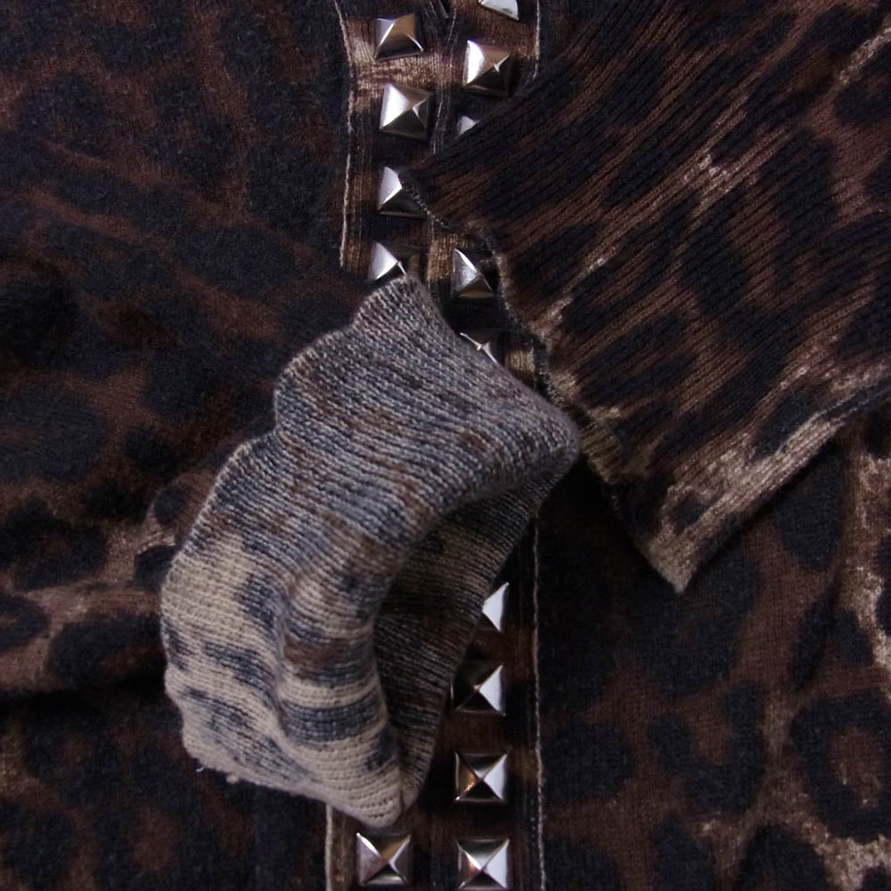 HYSTERIC GLAMOUR ヒステリックグラマー 0223ND12 レオパード スタッズ カーディガン ブラウン系 M【中古】