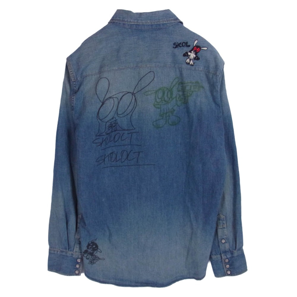 HYSTERIC GLAMOUR ヒステリックグラマー 0263AH14 × SKOLOCT スコロクト デニム 長袖 ウエスタン シャツ ブルー系 L【中古】