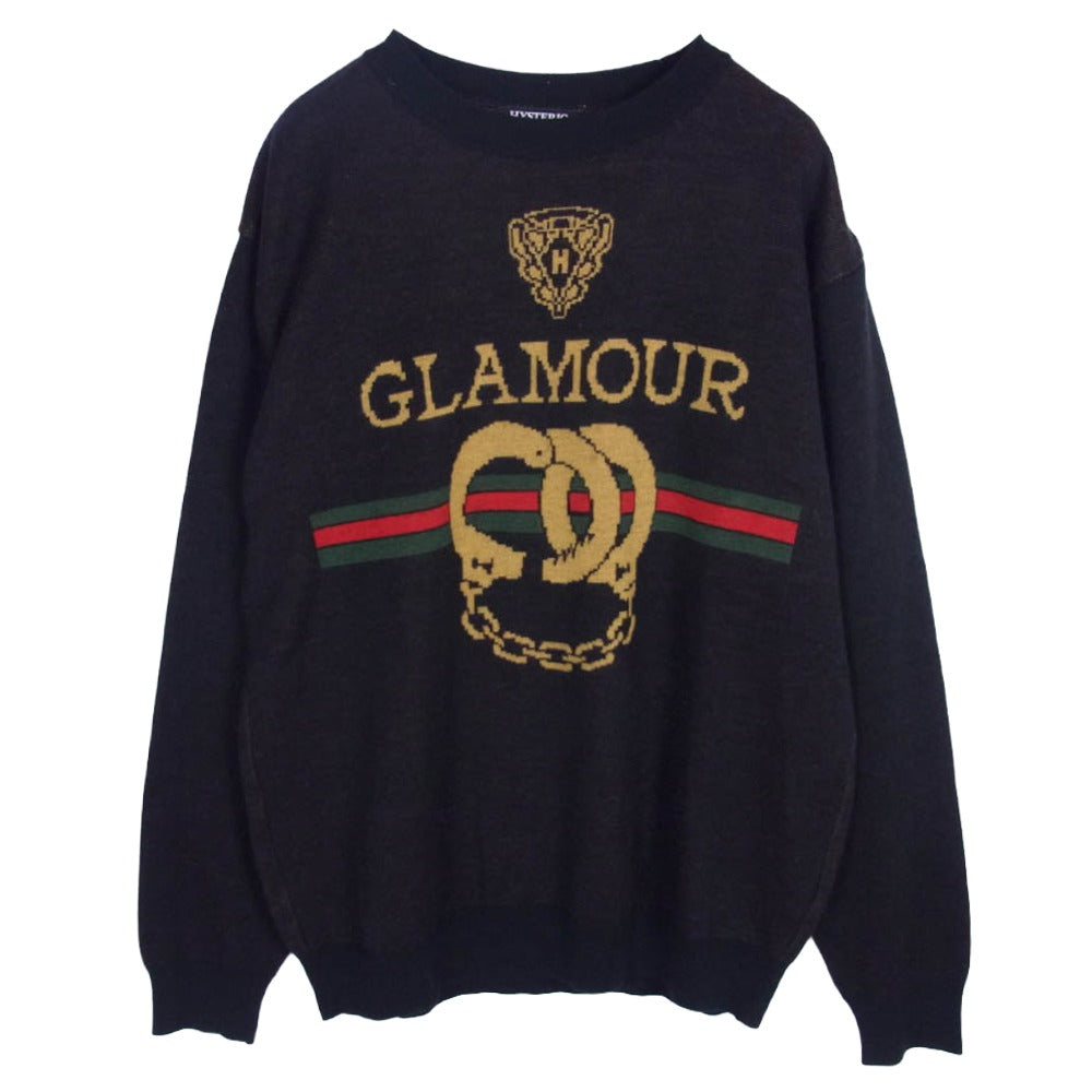 HYSTERIC GLAMOUR ヒステリックグラマー 17AW 02173NS14 HANDCUFF JACQUARD PULLOVER KNIT SWEATER 手錠 ニット セーター ダークブラウン系 L【中古】